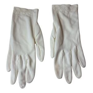 Vintage Miss Aris Stretch 100% Nylon Ladies Driving Gloves OS White Layer